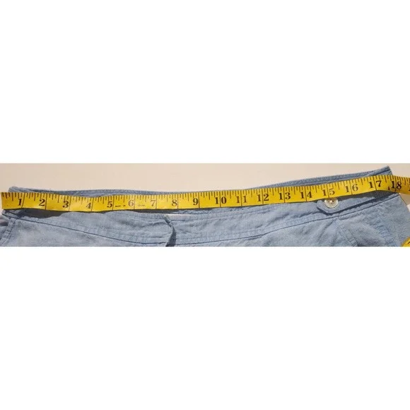 Lands' End Linen Cropped Pants Blue Lightweight Summer Casual Size 14P - Picture 5 of 6